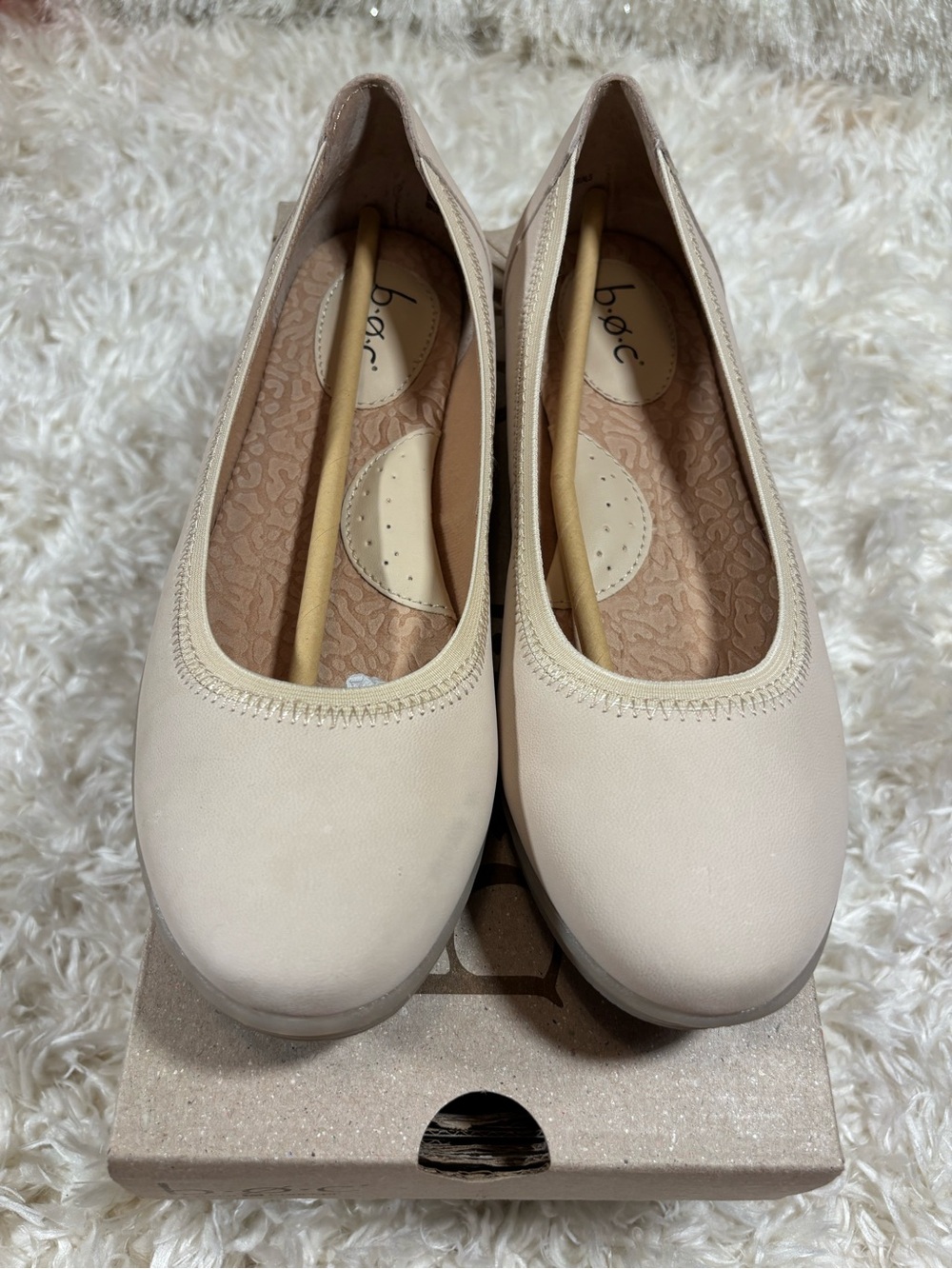 b.o.c. Women's Jessika Light Sand Slip-On Ballet Flats-sz 7